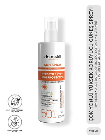 DERMOKİL SUN SPRAY ÇOK YÖNLÜ GÜNEŞ KORUYUCU SPF50 200ML